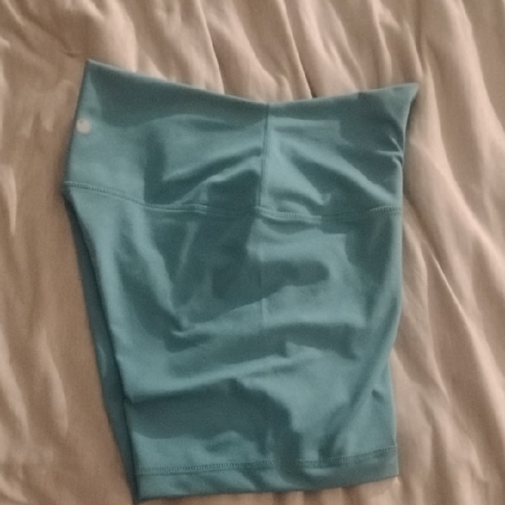 Yogalicious High-Waist Bike Shorts in Aqua Blue - Picture 5 of 6
